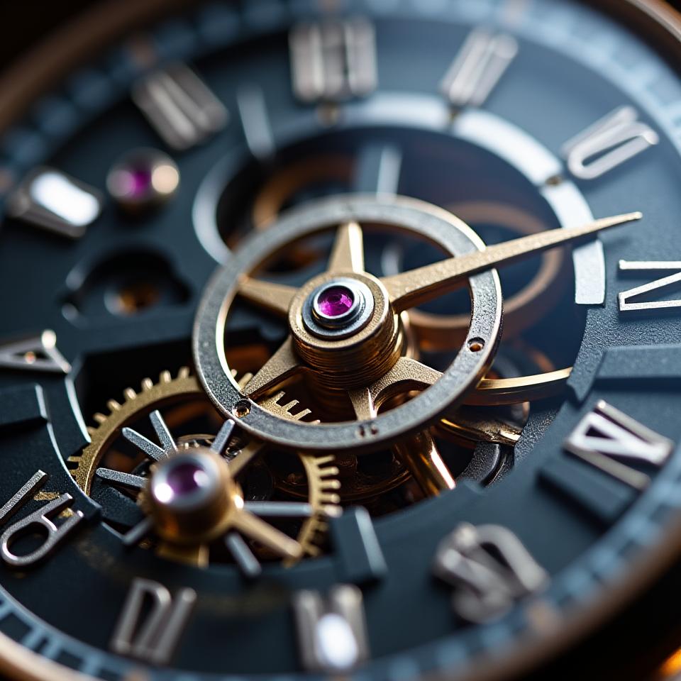 Detailansicht eines Tourbillon-Uhrwerks in Aktion